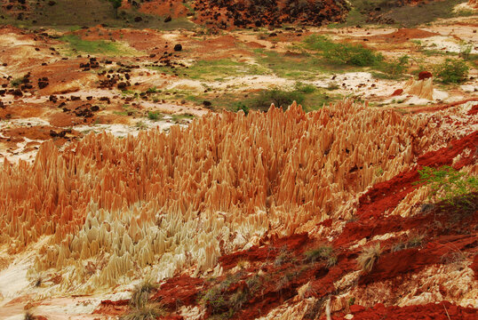 Madagascar, Tsingy Rouge, natural red chalky formation in the nature