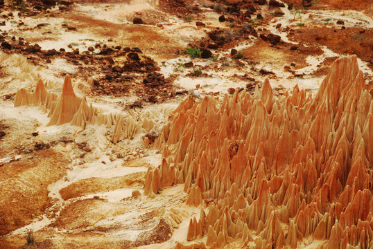 Madagascar, Tsingy Rouge, natural red chalky formation in the nature