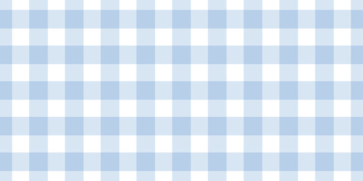 Seamless Light Blue Gingham Pattern Background. Classic Two-Tone Pastel Plaid Check Design for Fabric, Textile, Wallpaper, and Picnic Decor.