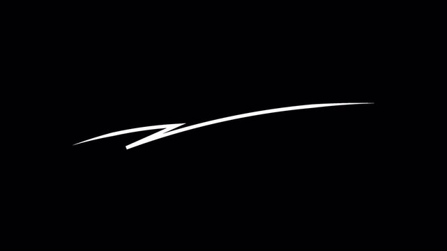 animated white hand-drawn double underline animation on alpha channel