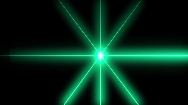 glowing green neon Straight neon lazer animation of horizontal line on alpha background, straight neon lazer line, seamless loop