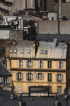 Tradional residential building and rooftops in Paris