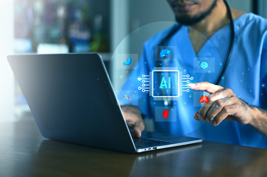 Doctor Using Artificial Intelligence Technology to Improve Digital Healthcare and Analyze Medical Information