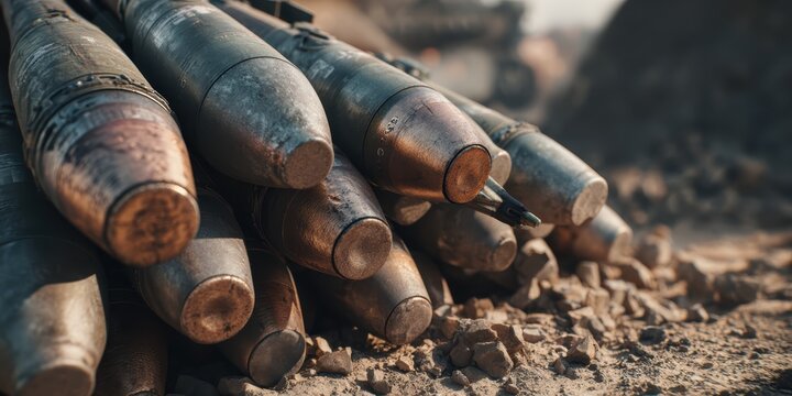 Multiple rocket launchers in action on open terrain