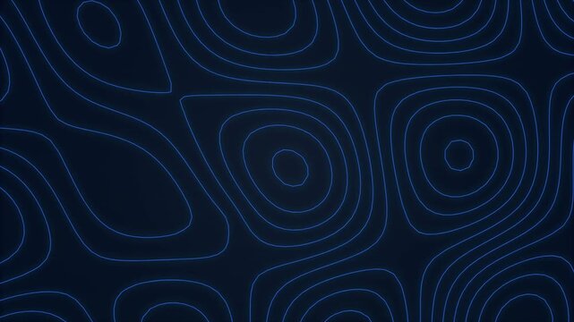 Glowing blue topographic contour map motion background