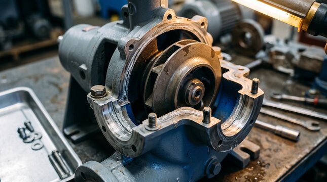 Serviced pump impeller detail in a waterworks facility