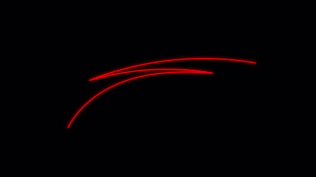 Animated red hand drawn line on transparent background