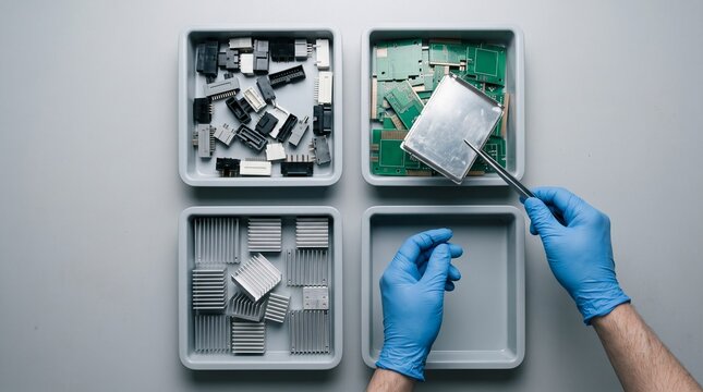 Overhead sorting of recovered electronic components