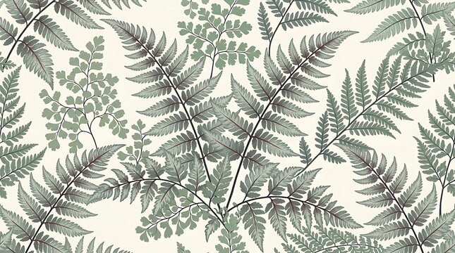 Elegant botanical fern leaf seamless pattern on light background
