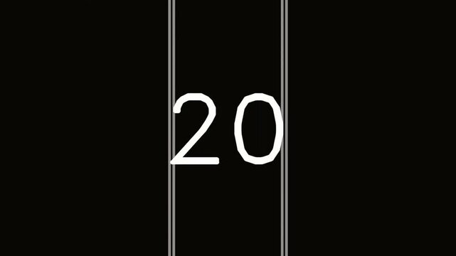 Vintage Film Countdown with Number Twenty on Black Background