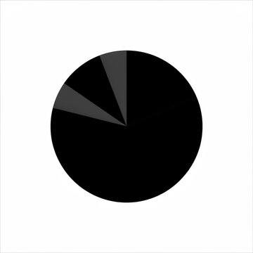 Black pie chart on white background. Minimalist circular graph for business data analysis.