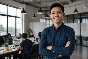 Fototapeta premium Indonesian tech startup founder in office