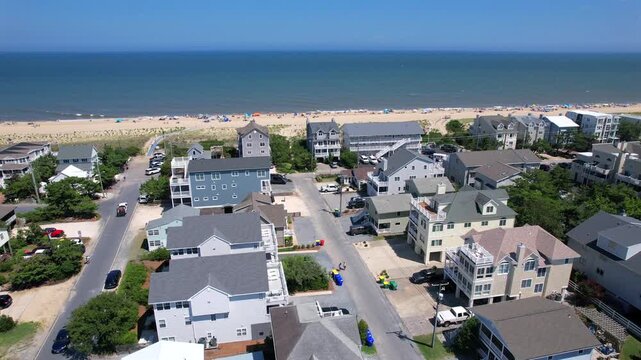 drone flight toward beach in Fenwick Island, Delaware