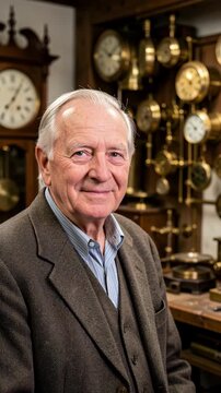 Senior Gentleman in Antique Clock Shop.
