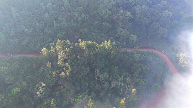 Aerial View of Misty Forest Hills in Lambasingi India