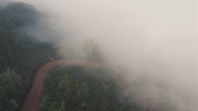 Aerial View of Misty Forest Hills in Lambasingi India