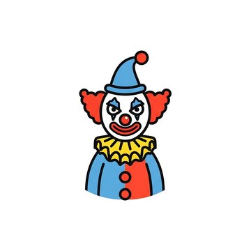 Portrait of a scary clown vector character in colorful outfit