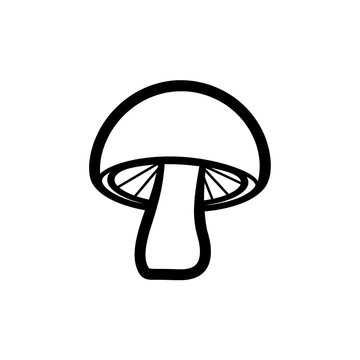 Minimalist mushroom vector icon in black line art style