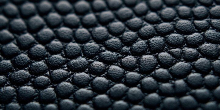 Black leather texture with embossed pebble pattern and natural grain detail for luxury surface design and high-end material background applications
