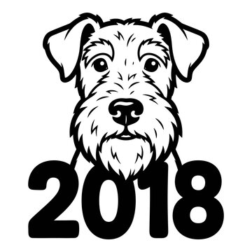 Schnauzer dog face 2018 year graphic illustration