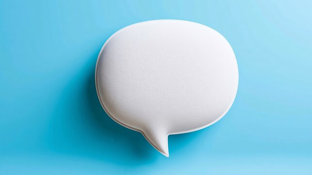 Minimal white speech bubble floating on a bright blue background, offering versatile blank space for text and dialogue concepts