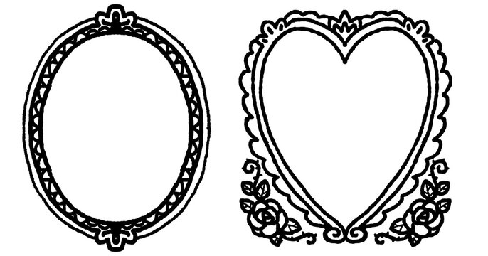 Doodle Frame with Elegant Border, Decorative Swirl Ornament, Handdrawn Frame for Invitations and Design Elements