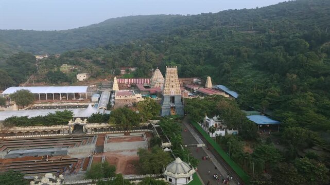 Aerial View of Simhachalam Temple in Visakhapatnam, Andhra Pradesh