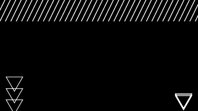 Abstract minimalist black background with white geometric shapes and striped patterns for creative designs