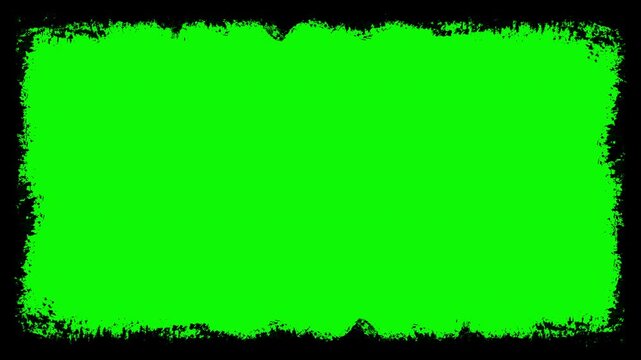 Black grunge texture frame animation on green screen background