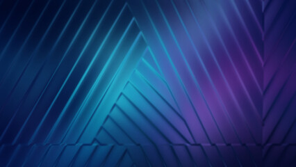 Obraz premium Blue Purple Neon Geometric Abstract Background with Layered Glowing Lines, Futuristic Technology Design and Copy Space