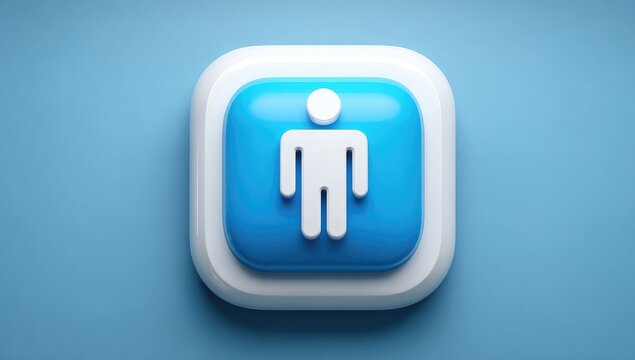Blue button icon with white person symbol