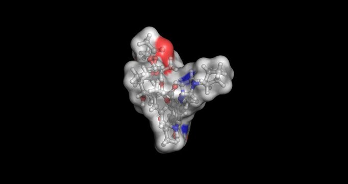 Rifapentine, antibiotic for tuberculosis, 3D molecule spinning, 4K