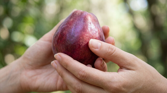 The Fall of Man, Eve holding the forbidden fruit, hesitating before taking the first bite