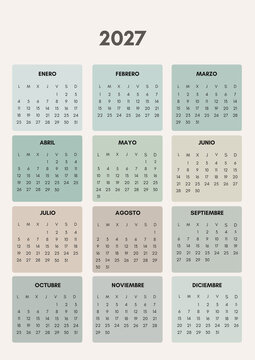 Minimalist 2027 Spanish Calendar in Elegant Neutral Colors for Annual Planning