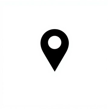 Minimalist location pin icon on white background. Simple GPS map marker symbol for navigation and travel apps.