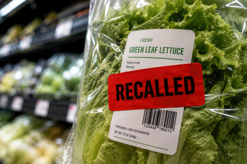 Fototapeta premium lettuce bag with recall sticker