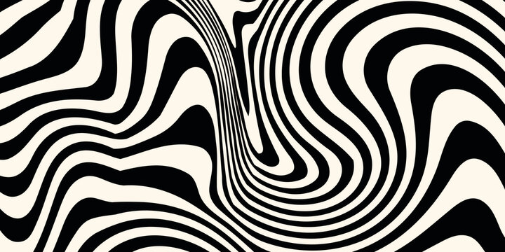 Diagonal wavy lines seamless pattern. Vector abstract liquid lines background. Simple black and white texture with diagonal waves, stripes, fluid shapes.