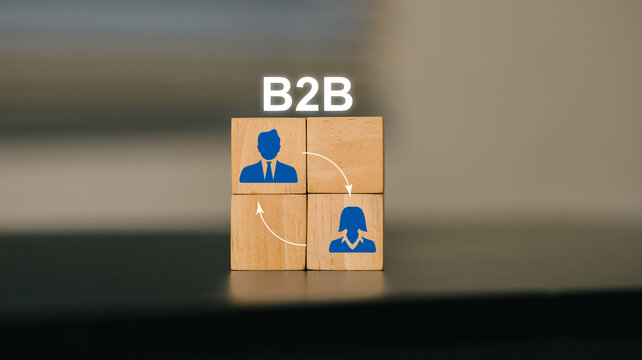 Business to Business (B2B) Communication and Collaboration Concept with Wooden Blocks