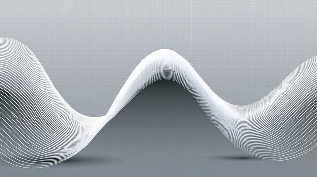 Elegant white wave composed of fine lines creates a fluid motion effect with smooth gradients on a subtle geometric pattern