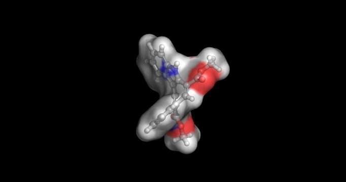 Caulerpin, marine alkaloid from green algae with anti-inflammatory antiviral and anticancer activity, 3D molecule spinning, 4K