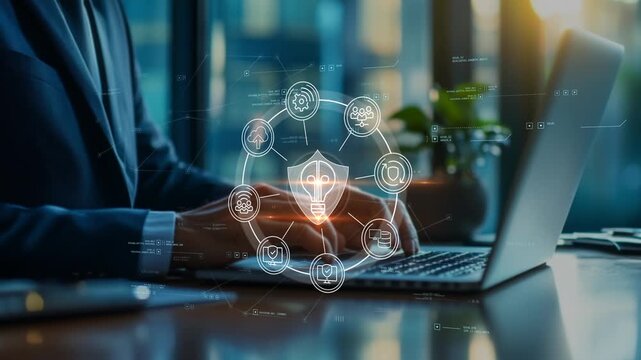 Businessman leading innovation management initiatives through digital transformation strategy, business process improvement, organizational development and long term corporate growth planning