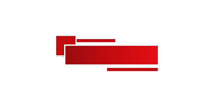Red banner label frame with minimalist geometric shapes isolated on transparent background.
