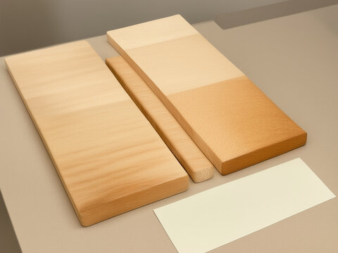 Small woodworking studio preparing two sample boards