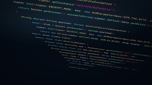 Java Cipher Macro Code Animation, Programming Script Background, Dynamic Code Visualization, Encryption Algorithm, Technology Motion Graphics, Software Development, Cyber Security