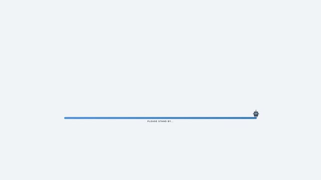 Animated horizontal blue line progressing with a moving small icon