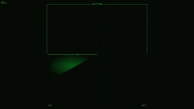 Digital radar screen scanning with a rotating green beam