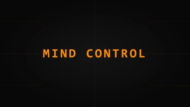 Flickering mind control text on a dark digital interface