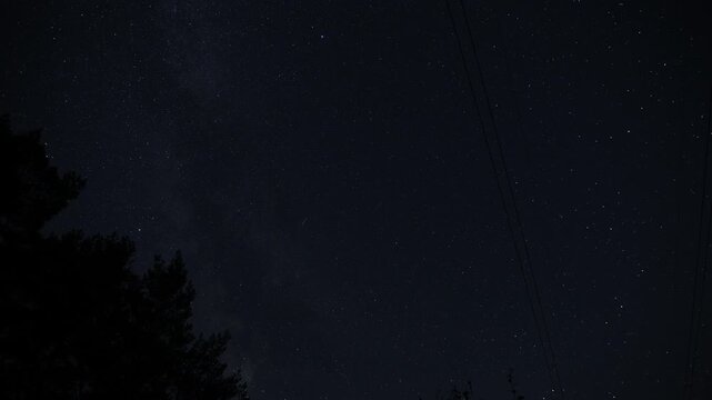 Time-lapse of Perseid meteor shower and shooting stars in dark night sky