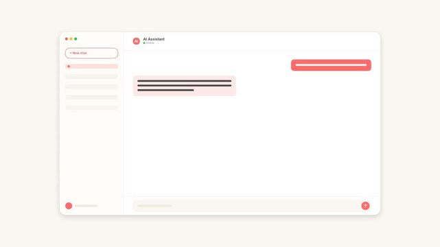 Minimalist interface chat window animation for modern software application