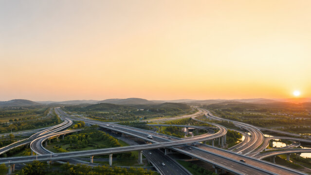 Connected highway representing efficient transportation global distribution connected infrastructure and modern supply chain management
